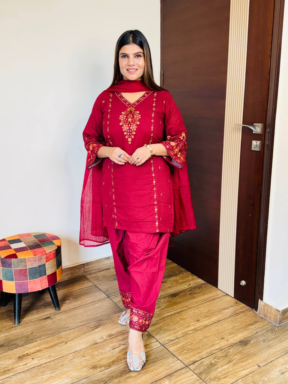 Cotton Farshi Floral Suit