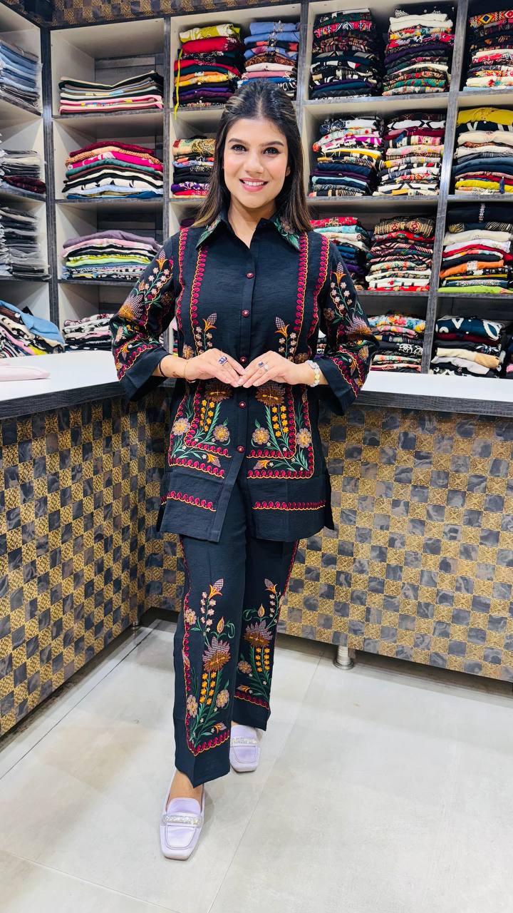 Noir Elegance Embroidered