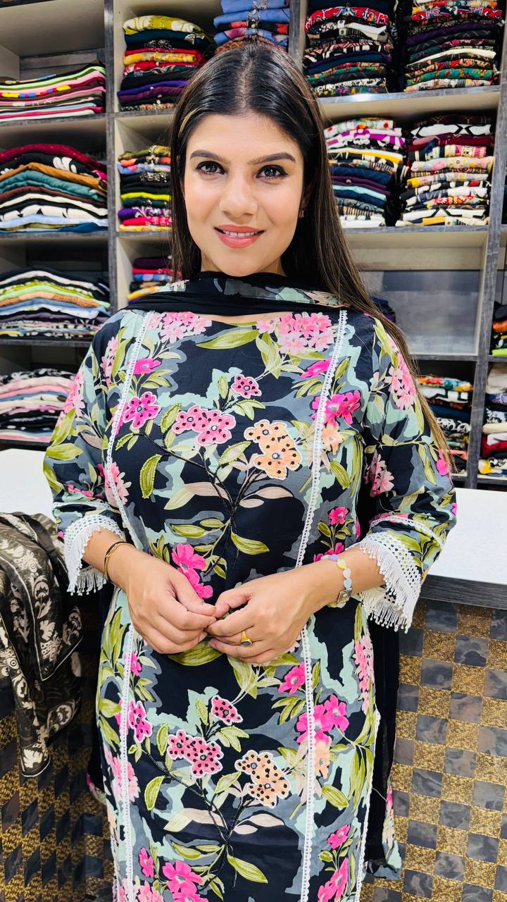 Midnight Grace Digital Cotton Suit
