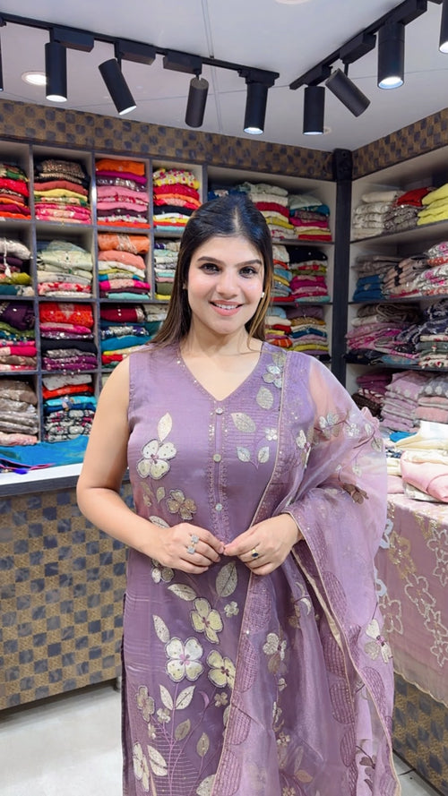 Siya- Organza Straight Suit