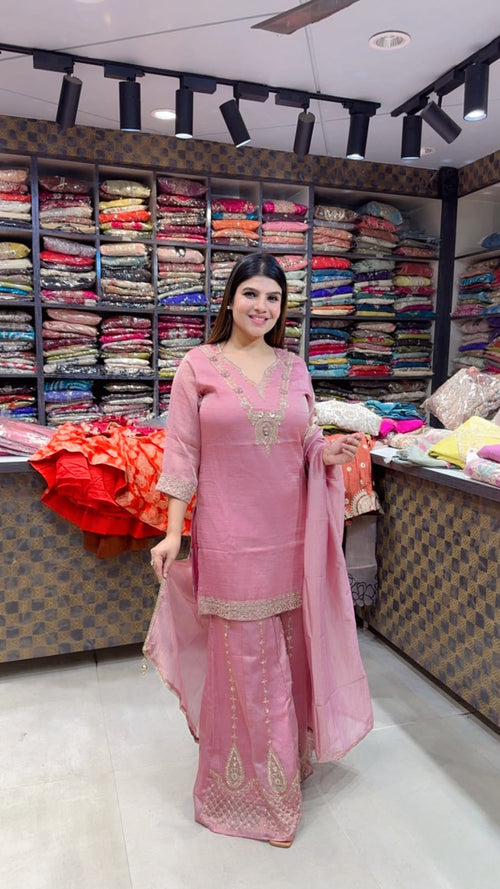 Pinky- Sharara Handwork Suit