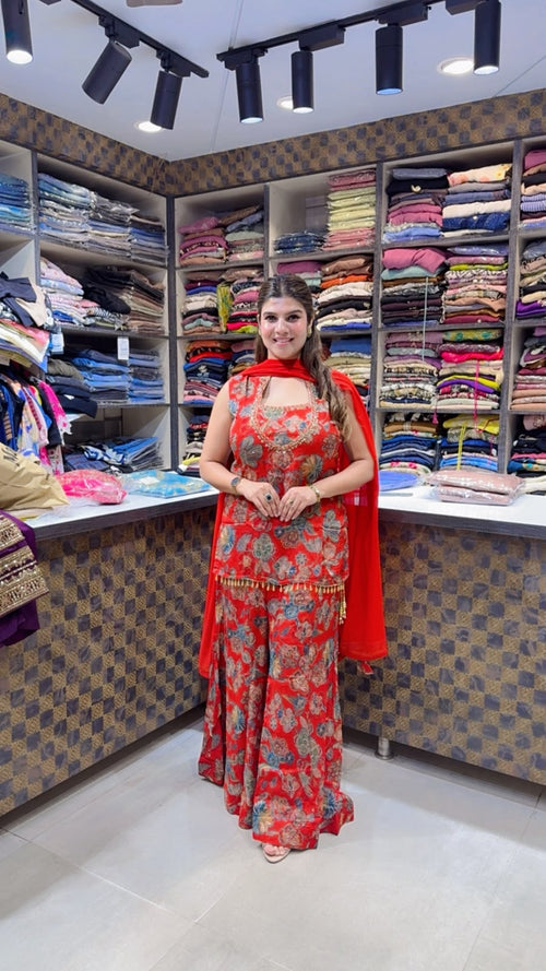 Ridhima- Chinon Sharara Floral Suit