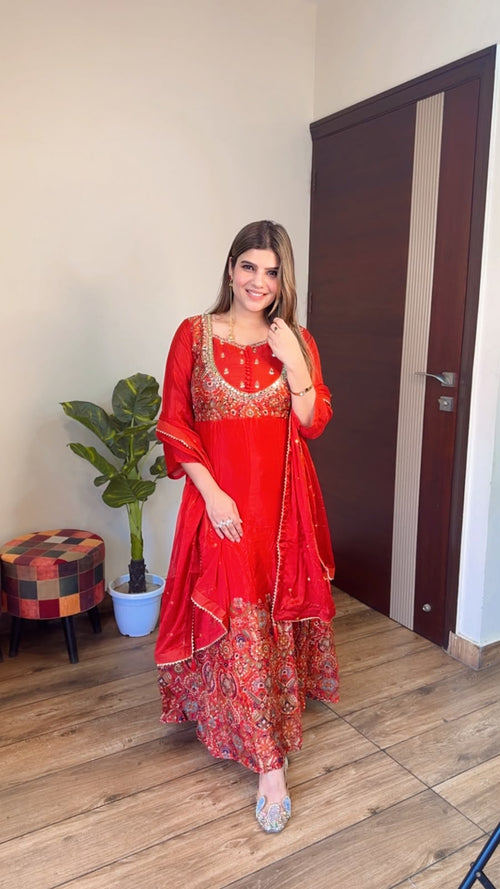 Manya- Chinon Handwork Anarkali Suit
