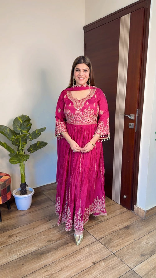 Poonam- Chinon Handwork Anarkali Suit