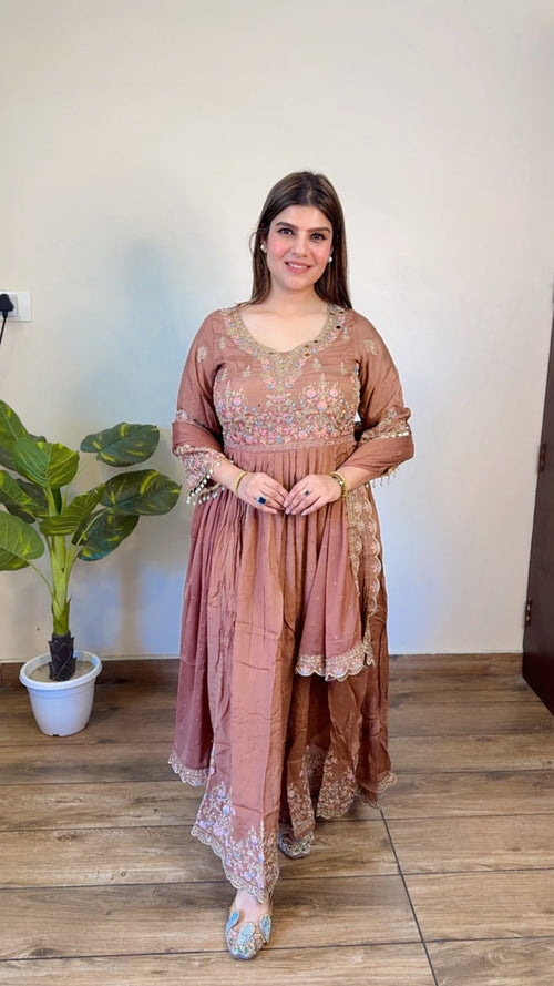 Shifali- Chinon Handwork Anarkali Suit