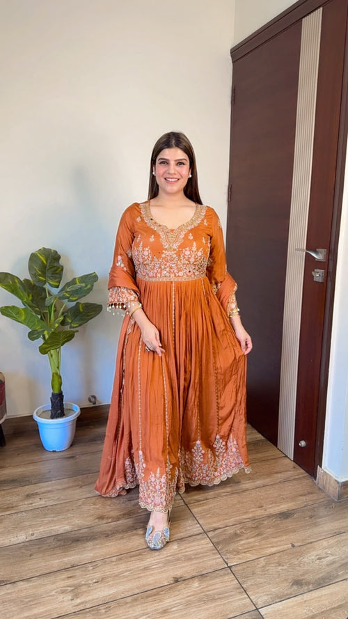 Saira- Chinon Handwork Anarkali Suit