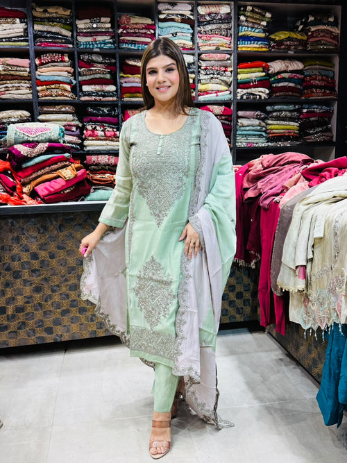 Diya- Roman Silk Embroidery Suit