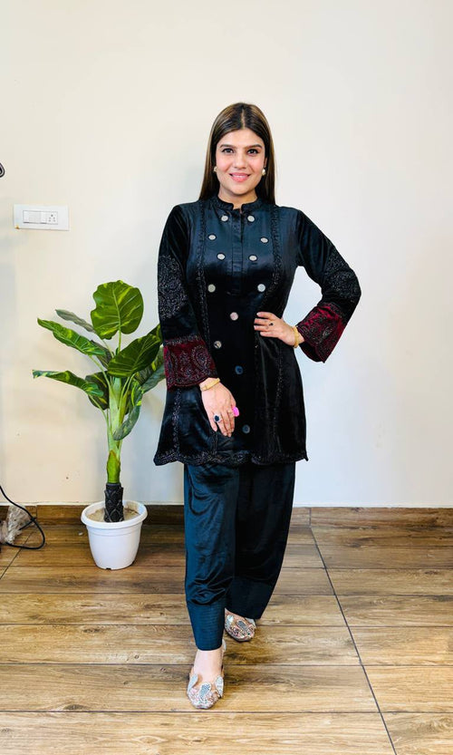 Aleena- Velvet Farshi Salwaar Coordset
