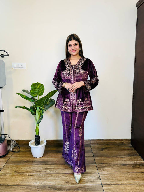 Samira- Velvet Embroidery coordset