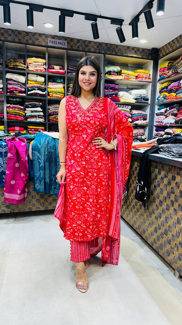 Graceful Handworked Cotton Suit 💖