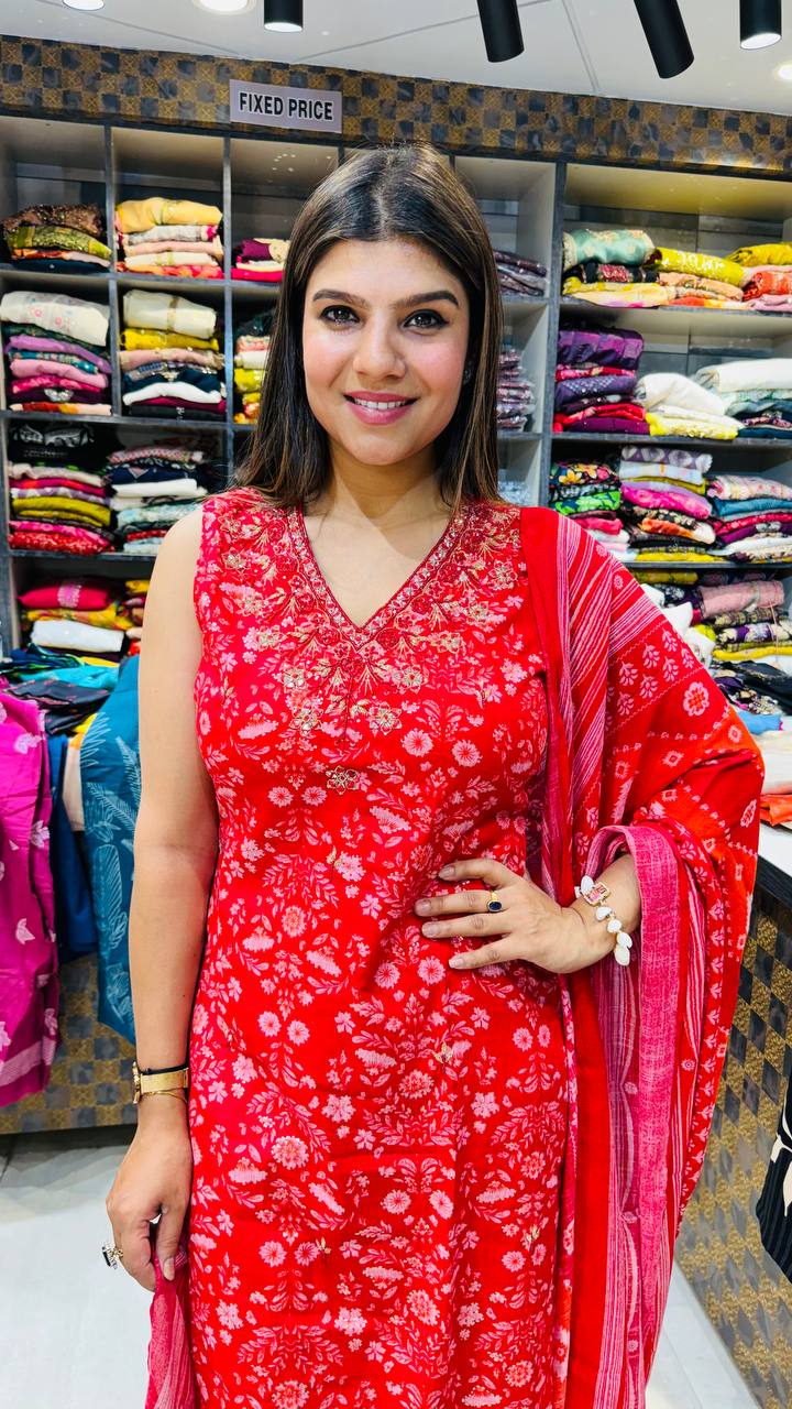 Graceful Handworked Cotton Suit 💖