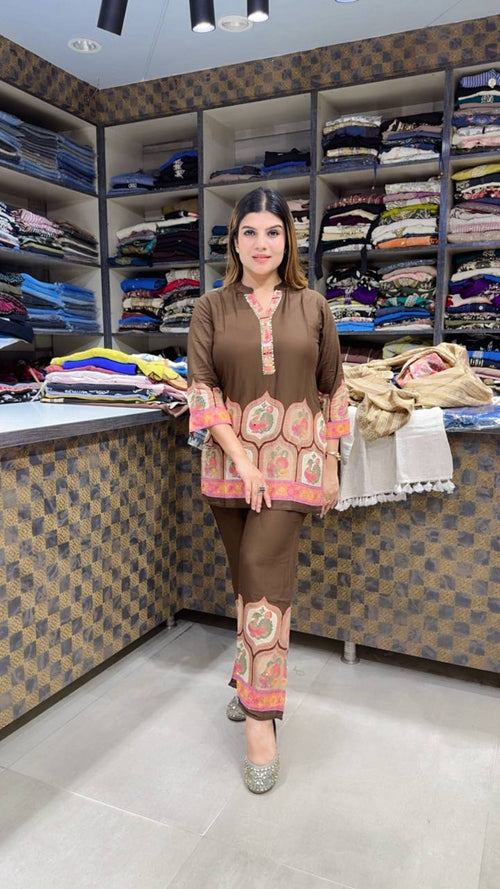 Brown Cotton coord-set