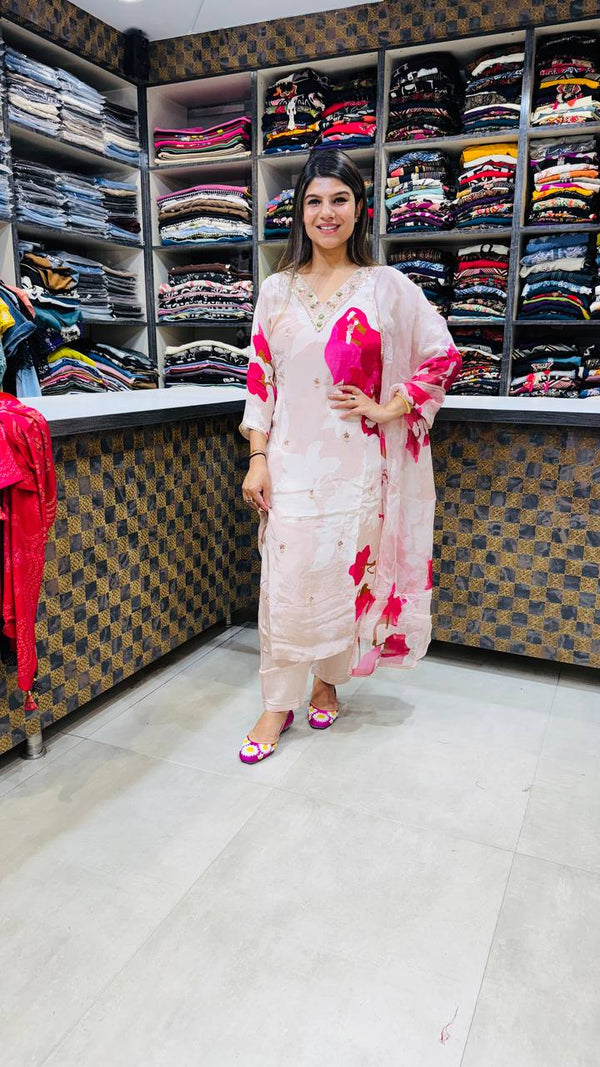Handworked Neck Cotton Suit 💖