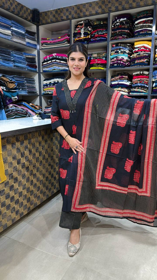 Elephant Cotton Kurta Set