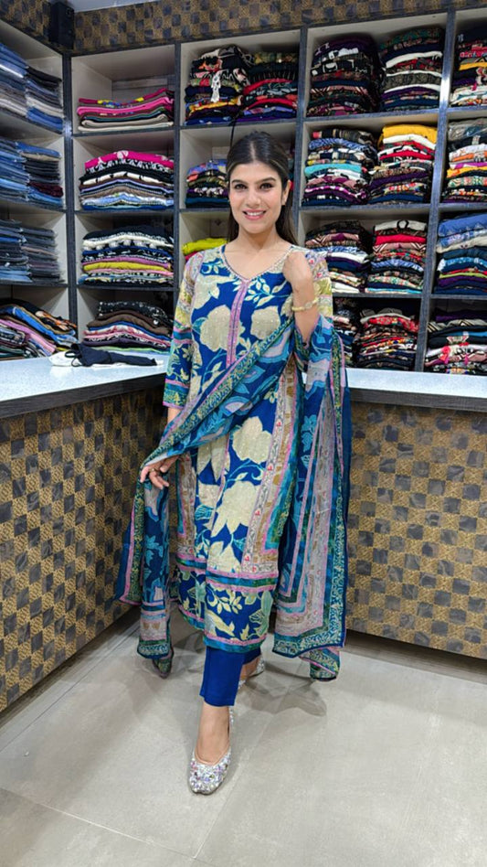 Printed Crepe Cotton Suit