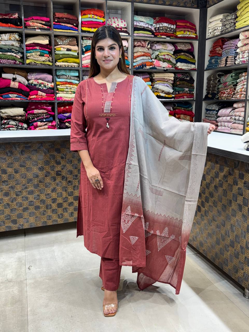 Cotton Embroidery Suit