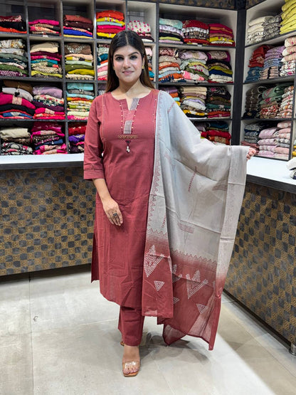 Cotton Embroidery Suit