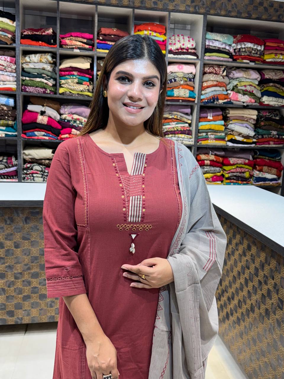 Cotton Embroidery Suit