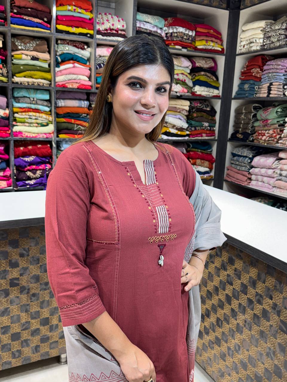 Cotton Embroidery Suit
