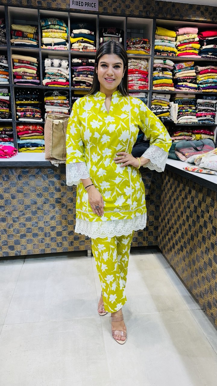 Floral Lace Cotton Coordset