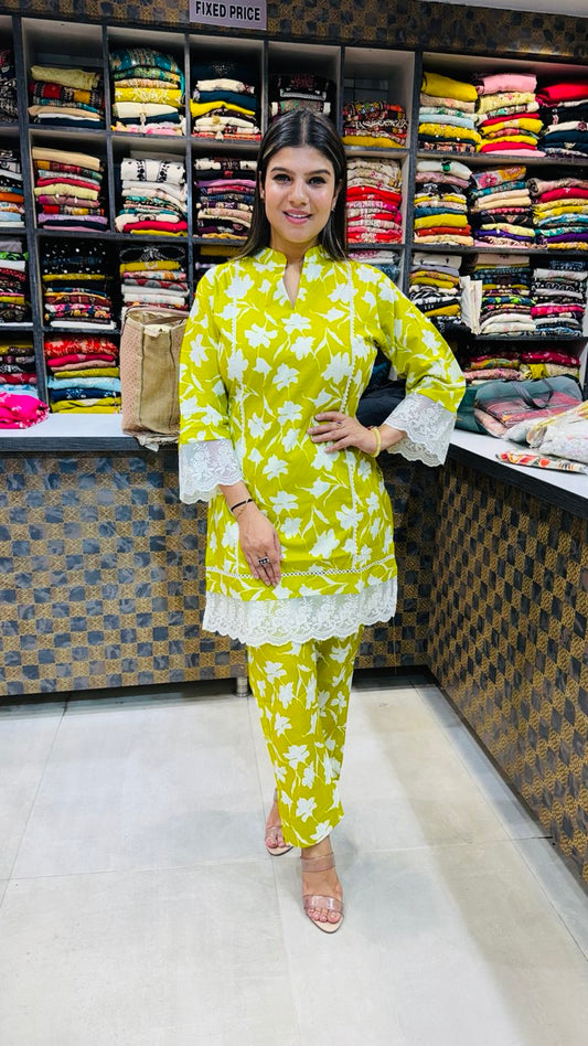 Floral Lace Cotton Coordset
