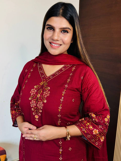 Cotton Farshi Floral Suit
