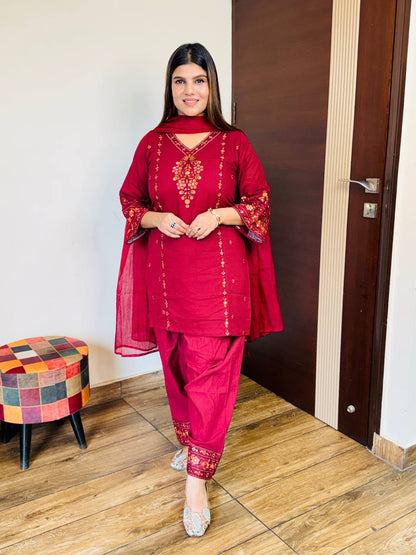 Cotton Farshi Floral Suit
