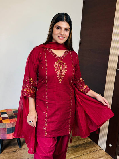 Cotton Farshi Floral Suit