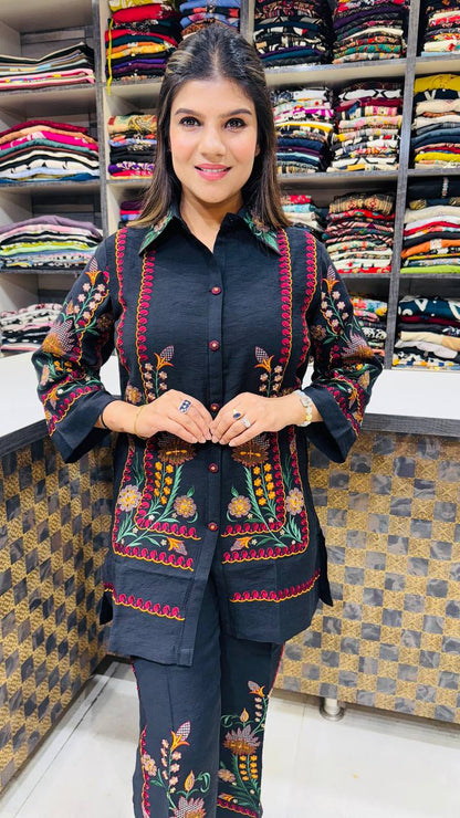 Noir Elegance Embroidered