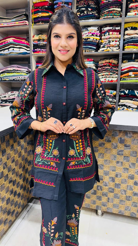 Noir Elegance Embroidered