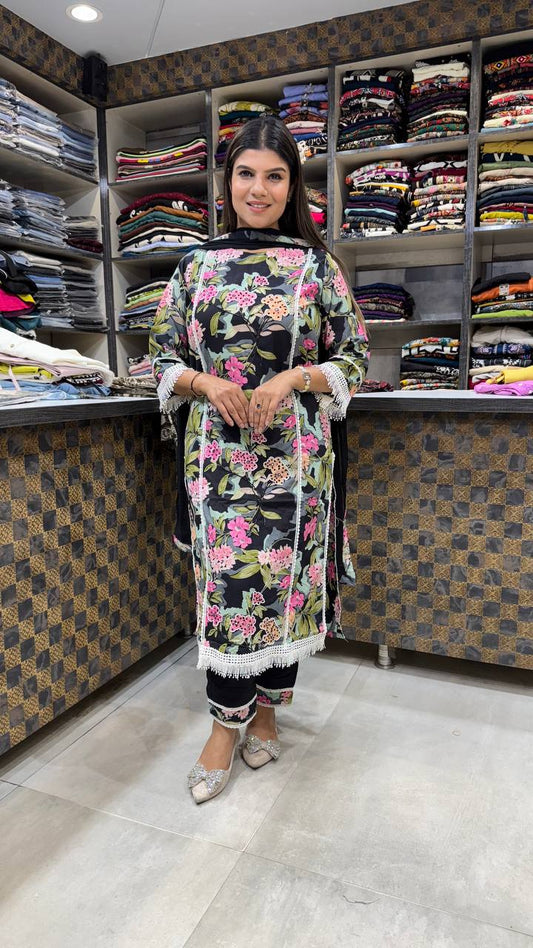 Midnight Grace Digital Cotton Suit