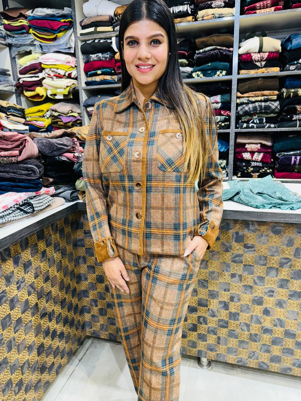 Camel Check Co-Ord Set