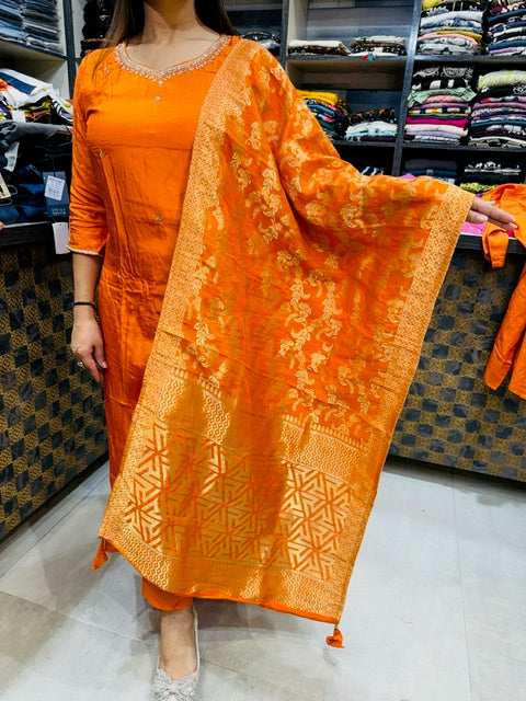 Dola Silk Suit with Handwork