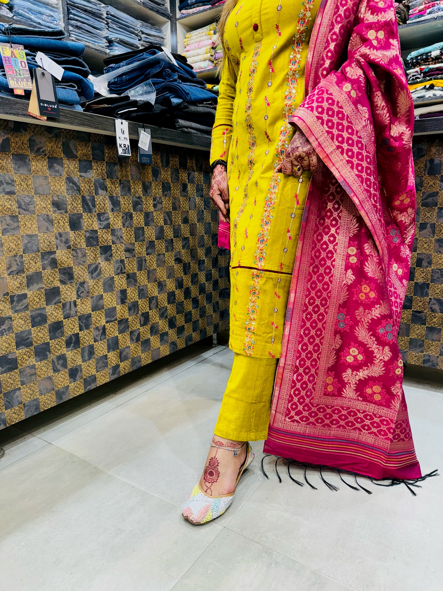 Korean Cotrize Premium Suit with Banarasi Dupatta