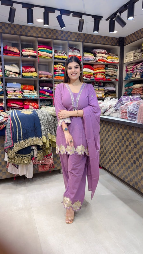 Lavender Farshi Cotton Suit
