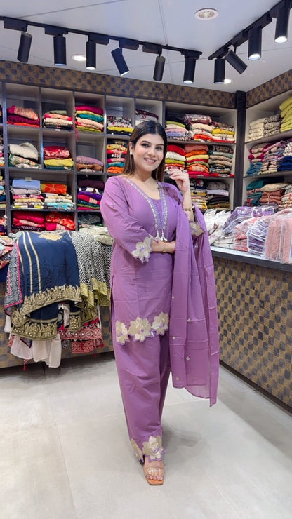 Lavender Farshi Cotton Suit