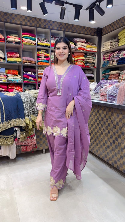 Lavender Farshi Cotton Suit