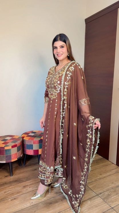 Floral Mirror Anarkali Suit