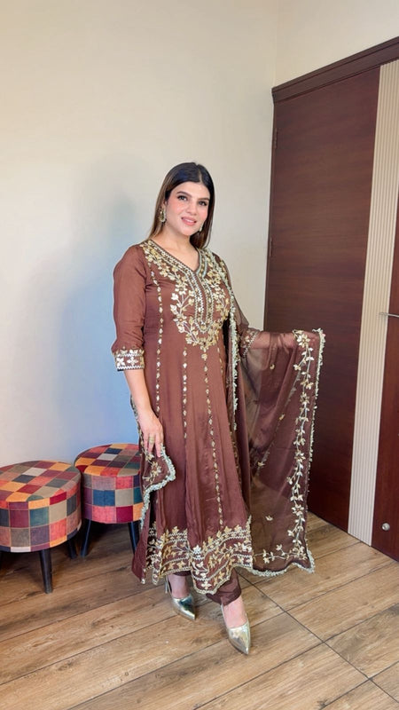 Floral Mirror Anarkali Suit