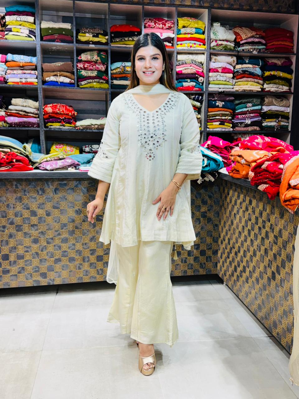Silk Mirror Work  Suit