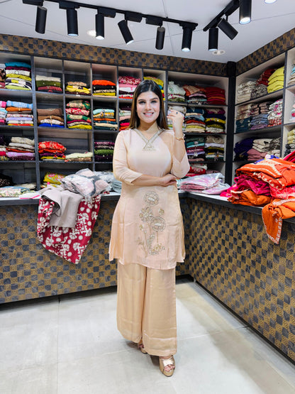Silk Floral Handwork Suit