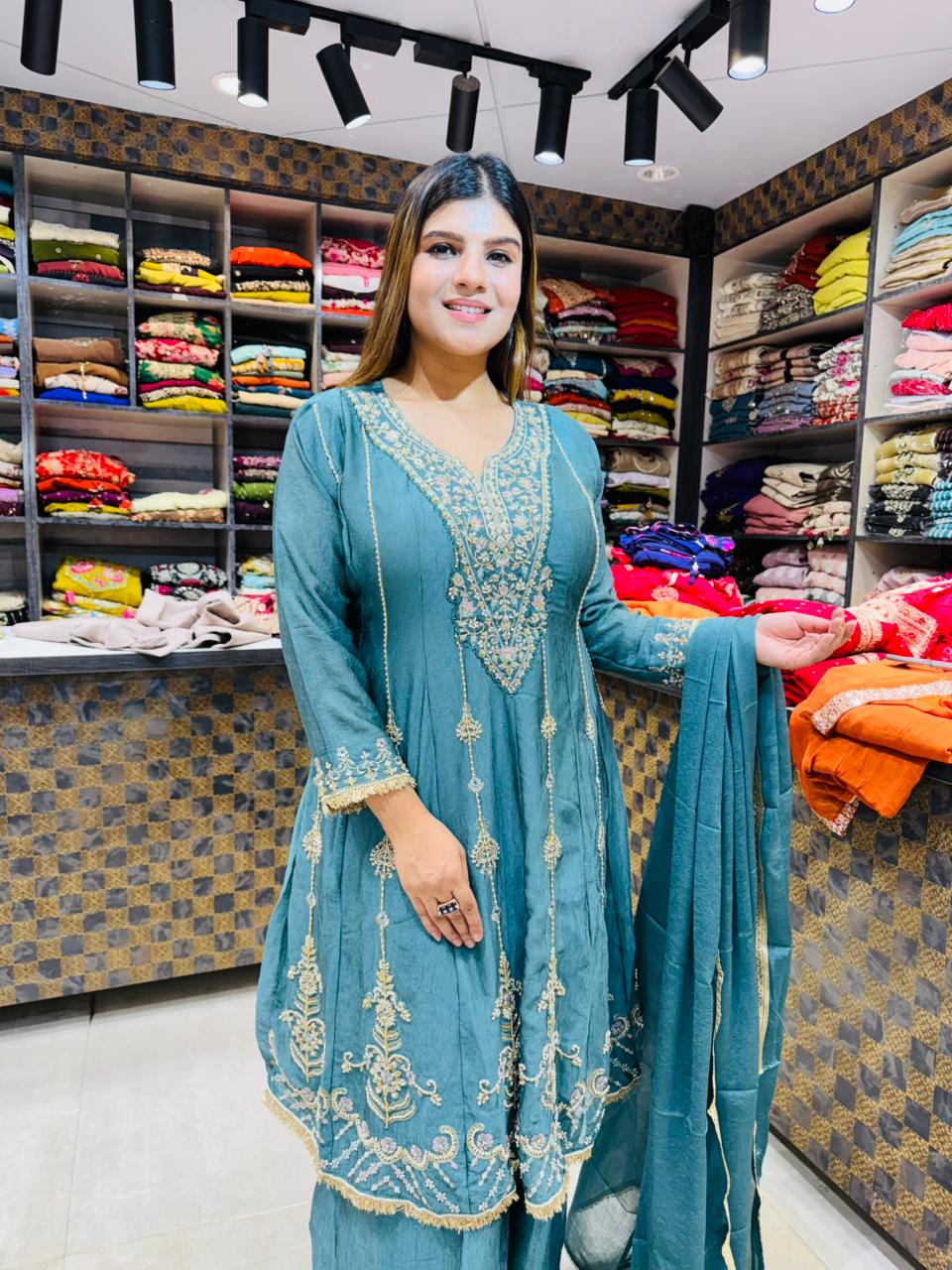 Silk 3-Piece Flared Suit