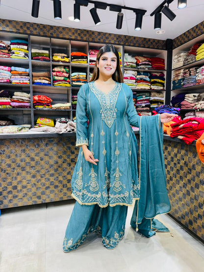 Silk 3-Piece Flared Suit