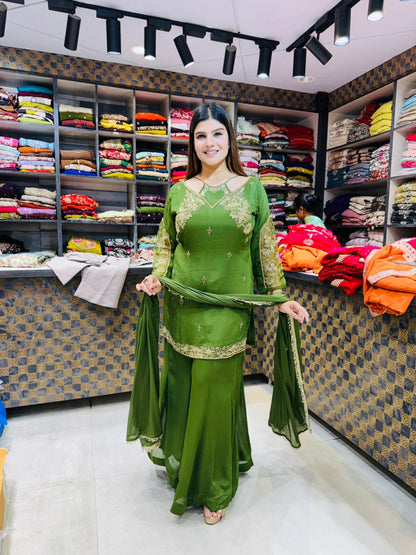 Gold Handwork Sharara Suit