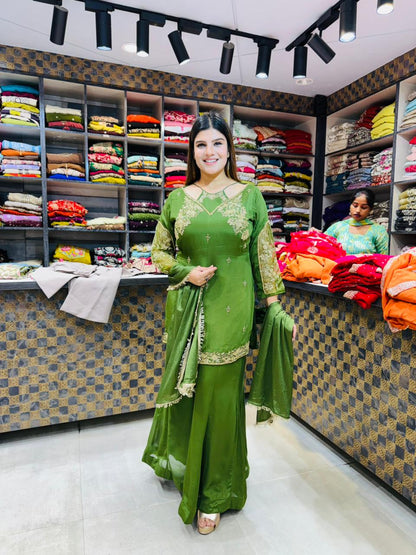 Gold Handwork Sharara Suit