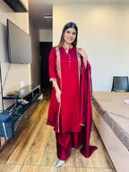 Silk Handwork Collar Suit