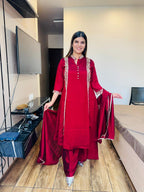 Silk Handwork Collar Suit