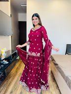 Chinon Skirt Embroidery Suit