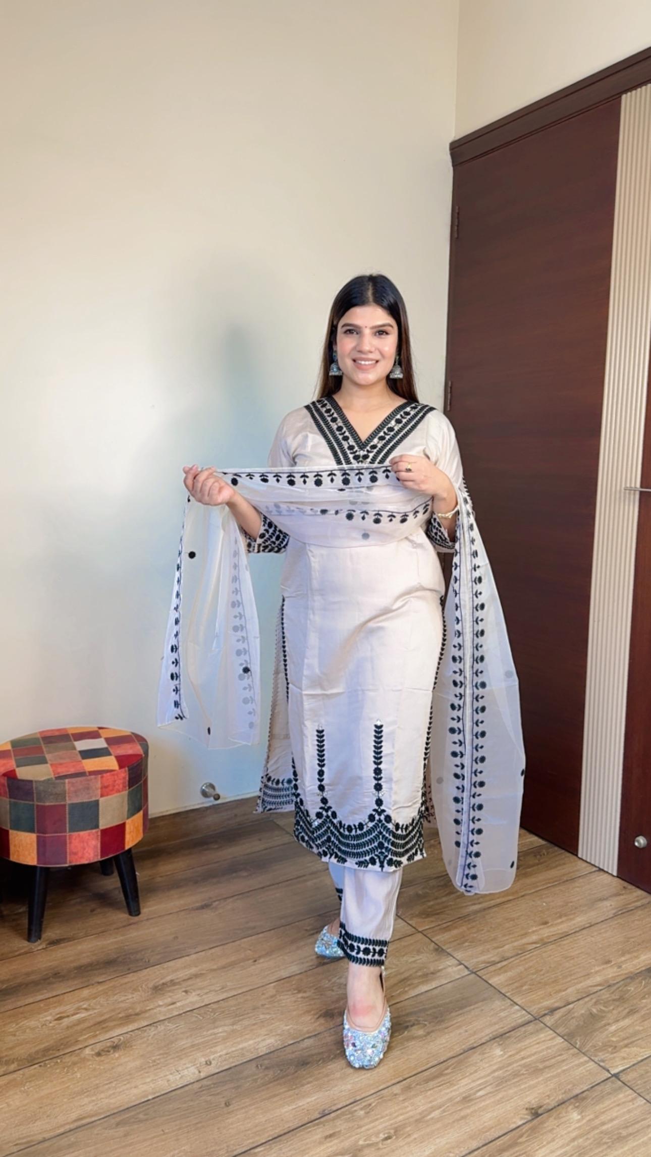 Roman Silk Embroidery Suit