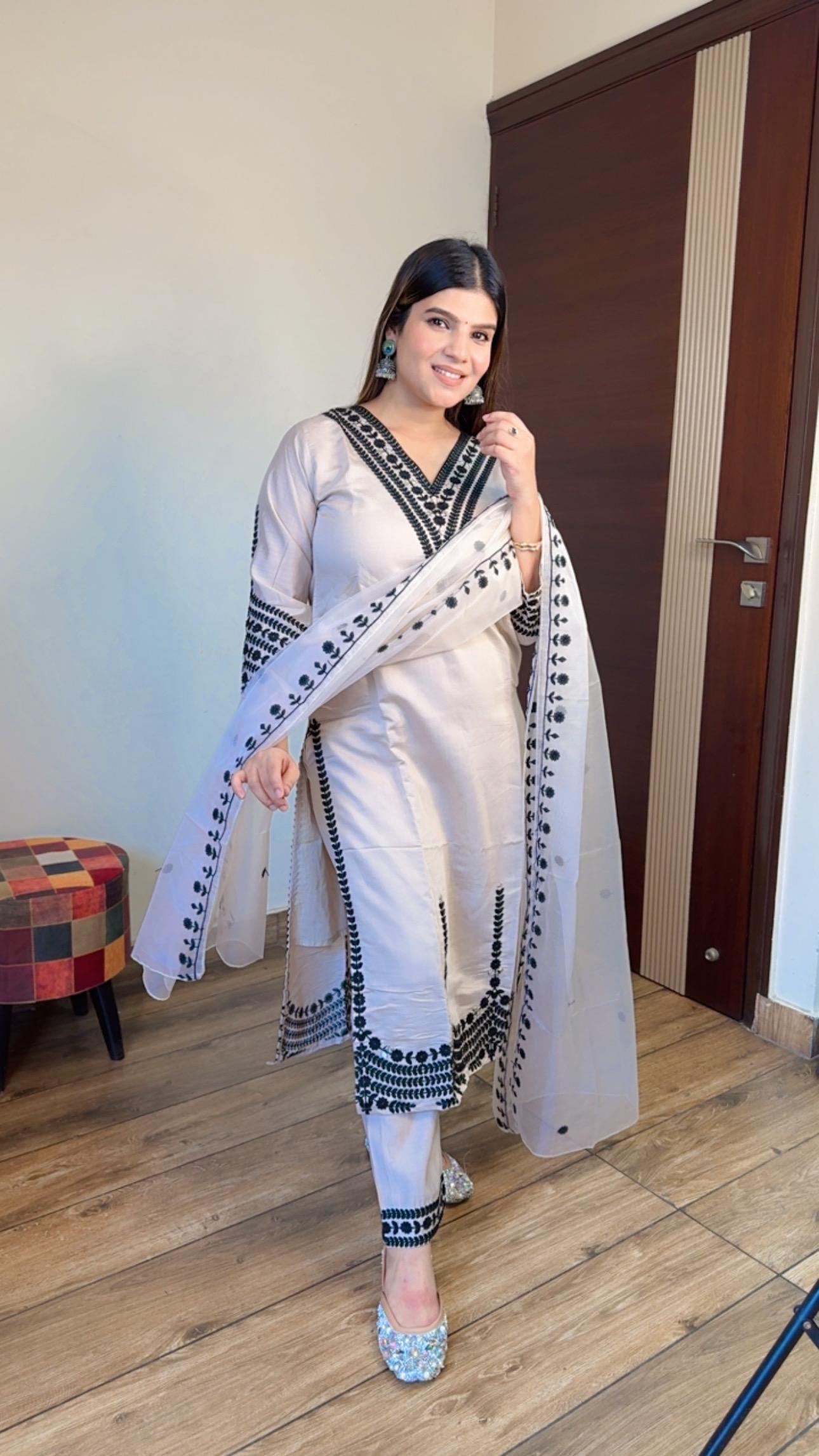 Roman Silk Embroidery Suit